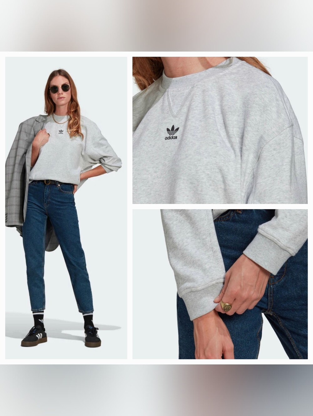 Adidas Crew Neck Logo Grey Sweatshirt